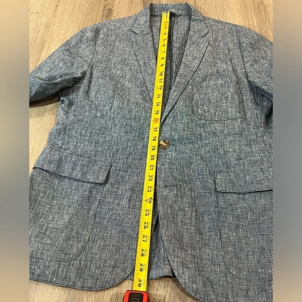 J. Crew Size L Linen Cotton Blend Blue Crosshatch Mainline 2 Button Sport Coat